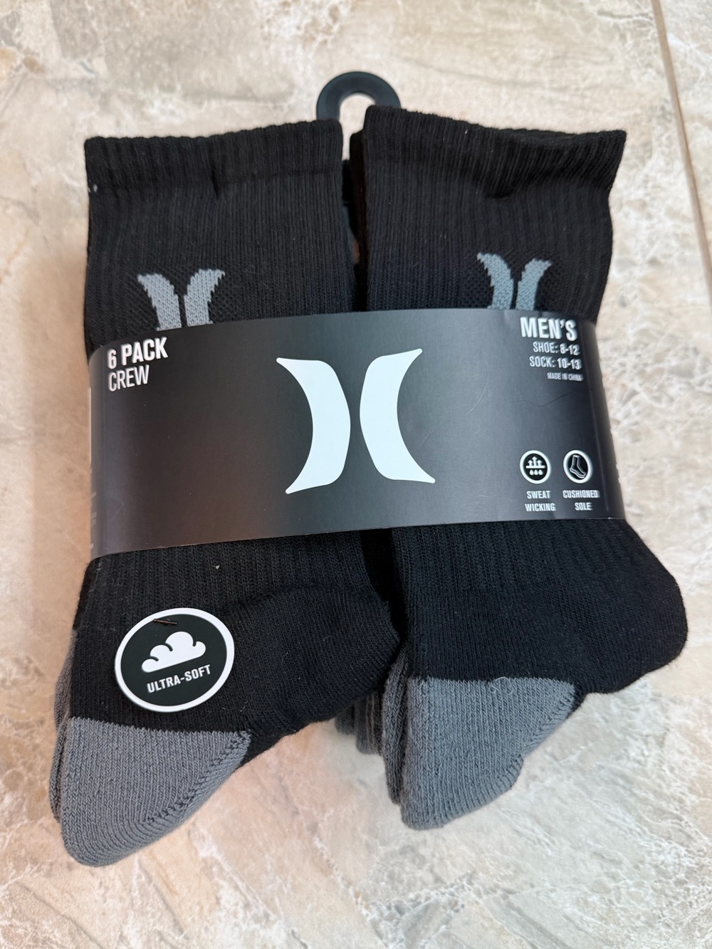 Hurley Men's Crew Socks - 6 Pack